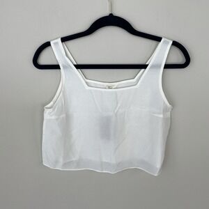 Nap Loungewear Ivory Sleeveless Square Neck Cropped Tank Top Size Small